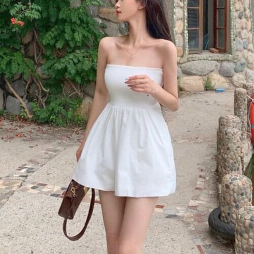 2021 Summer Beach Sexy Short Jumpsuits White Korean Fashion Vacation Women Outfits Black Backless Casual Party Jumpsuits Ladies