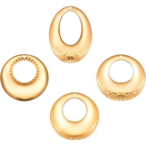 10Pcs/Lot New Stainless Steel High Quality Teardrop/Round Embossing Earring Connectors DIY Dangle Ear Making Findings Wholesale