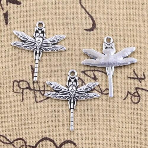 10pcs Charms Dragonfly 32x28mm Antique Silver Color Pendants DIY Crafts Making Findings Handmade Tibetan Jewelry