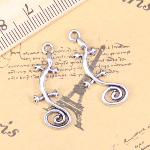 120pcs Jewelry Charms gecko house lizard 29x11mm Antique Silver Plated Pendants Making DIY Handmade Tibetan Silver Jewelry