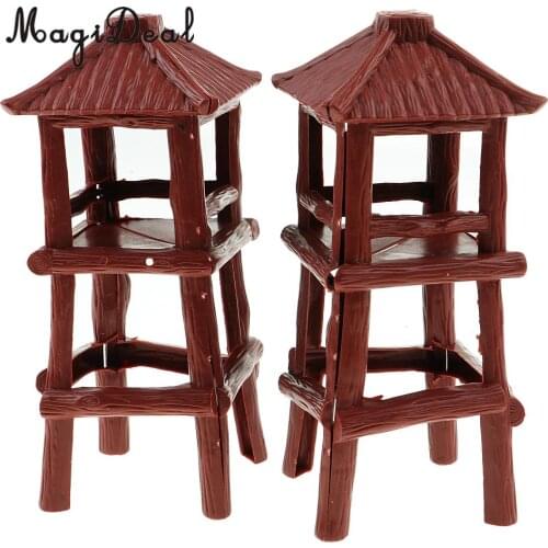 MagiDeal 2 Pieces Military Watch Tower 18.5cm Height Model Soldier Army Men Accessory for Wargame Scenery Building Toy