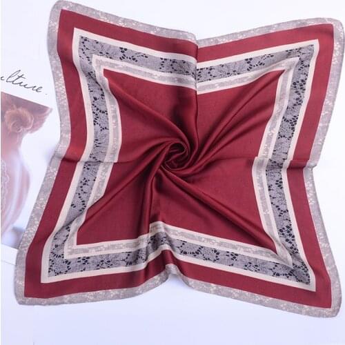 2020 53x53 Lace border Air hostess Print women Silk twill scarf Satin square tie ladies foulard femme towel bufanda shawl