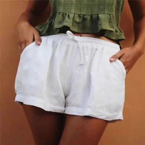 2020 New Womens Shorts Hot Summer Casual Cotton Linen Shorts Plus Size Mid Waist Short Fashion Woman Streetwear Short Pants