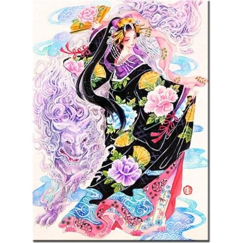 5D Diamond Painting Japanese Woman Full Drill Square round drill Cross Stitch Diamond Embroidery Handicraft Hobby Gift N1508