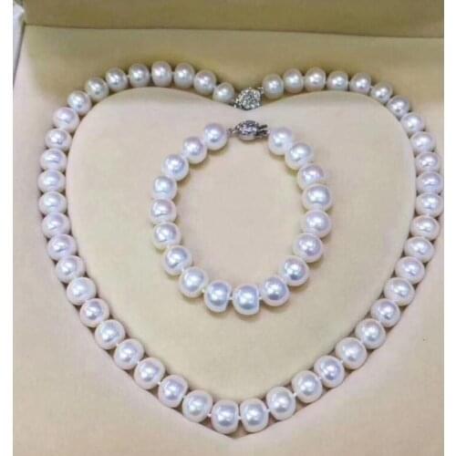 Free shipping >>>>noble jewelry 10-11mm white pearl pendant earring set 925 silver