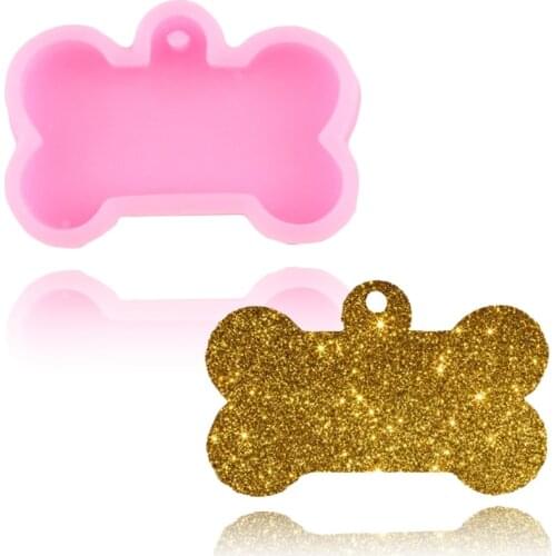 Shiny Dog Bone Shape Silicone Mold Keychain Pendant Polymer Clay Moulds DIY Jewelry Making Epoxy Resin Mould