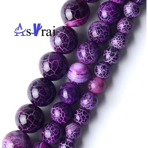 Natural Stone Beads 6 8 10mm Purple Oxidized Agates Round Loose Spacer Beads For Jewelry Making DIY Bracelet Necklace Charms 15"