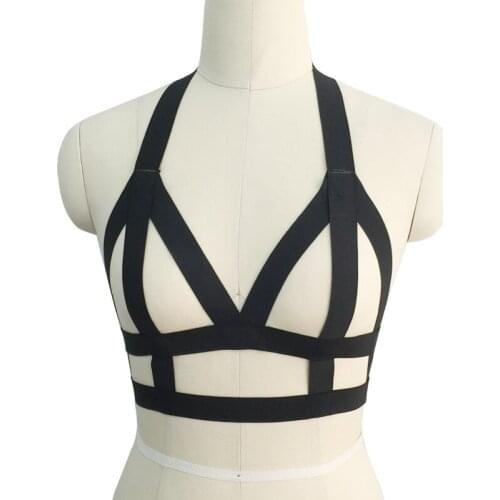 Harness bra Belt Can Adjust size black sexy costume Body Open Cage bra Harness Harnjuku Gothic Fetish harness bra