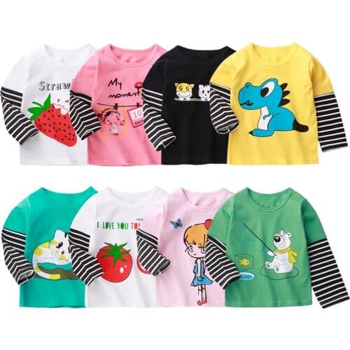 Childrens Long Sleeve T-shirt Cotton T-shirts Kids boys and Girls Tops Cartoon Shirts childrens Tshirt
