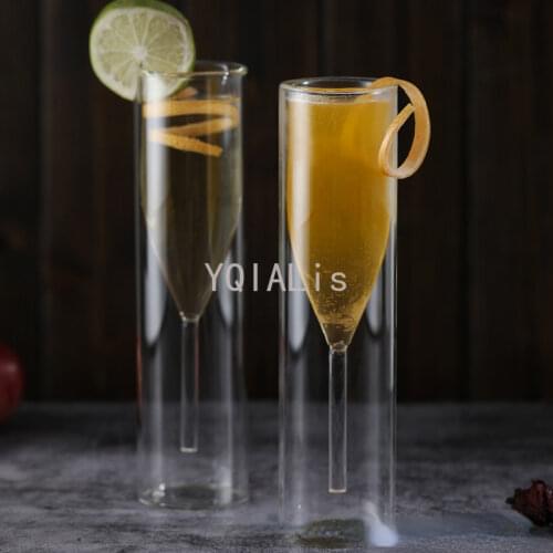 Double Glass Tasting Wine Glass 115ml Champagne Cup Creative Straight Gemini Bubble Wine Glass Bar Family Holiday Wine Set
