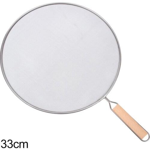 Stainless Steel Splatter Screen For Frying Pans Mesh Guard For Kitchen Cooking Hot Oil Splash Splatter With Wooden Handle 29cm