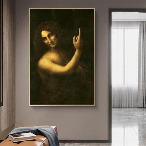 Saint John the Baptist Canvas Paintings on the Wall Art Posters And Prints Leonardo da Vinci Famous Classical Art Pictures