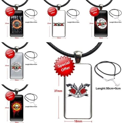 Guns N Roses For Women Gifts Boy Brand Steel Color Jewelry Fashion Statement Necklace Glass Necklaces Pendants For Youth Girls