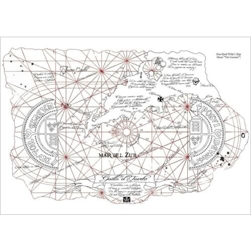 Goonies Map Art print Silk poster Home Wall Decor