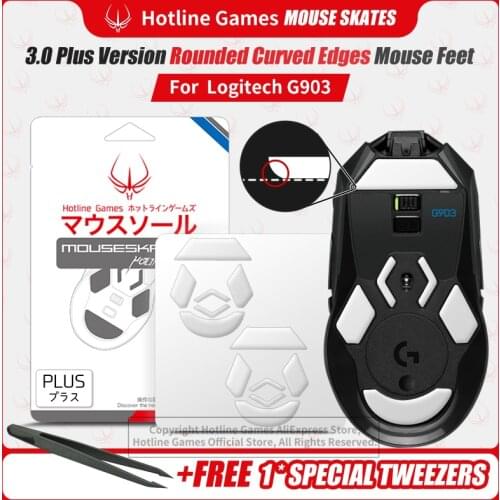 Hotline Games 3.0Plus Rounded Curved Edges Mouse Skates for Logitech G903 Gaming Mouse feet pad Replacement,0.7mm