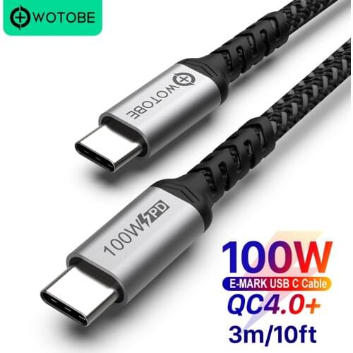 WOTOBE USB-C Cable 2m 5A E-MARK PD100W for PD 25W 45W 65W 87W 96W for S10 S20 Note10/20 PPS 45W Power Adapter Type-c laptops