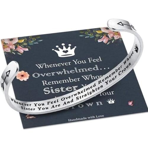 Whenever You Feel Overwhelmed Remember Whose Straighten Your Crown Bracelet, Engraved Inspirational Bangle Gift for Mom Daughter