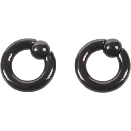 2 Lot Pair of Black Steel Eazy Captive Bead Ear Rings BCR Stud Piercing Jewelry Size:2gauge X 5/8"(16mm)