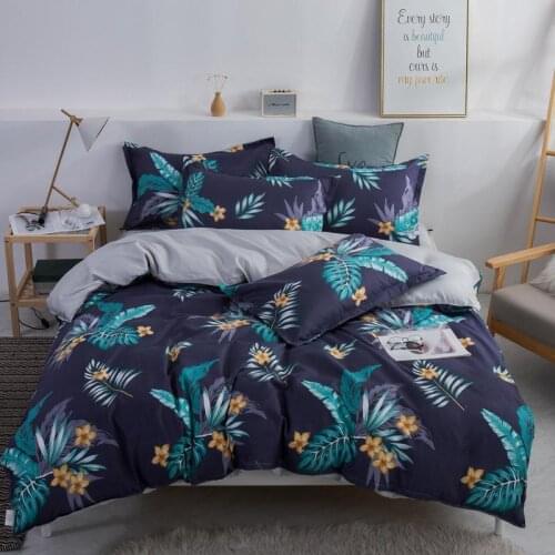 J 3pcs Plant flowers duvet cover Pillowcase 220x240, 200x200, bedding set cover, single double king size quilt cover bedding