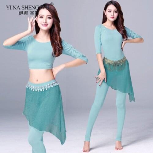 New Belly Dance Sexy Top& Short Skirt Trousers Suit Exercise Clothes Practice Clothes Female Group Performance Clothing Class