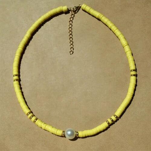 Fashion boho colored silicone necklace 2020 summer trendy pearl choker for women neck jewelry various colors style wholesale