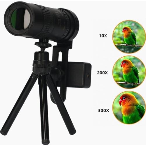 KKmoon 10X-300X Monocular Telescope Compact Telescope Multi-coated BAK4 Prism Monoculars with Carrying Bag Lanyard Clean Cloth