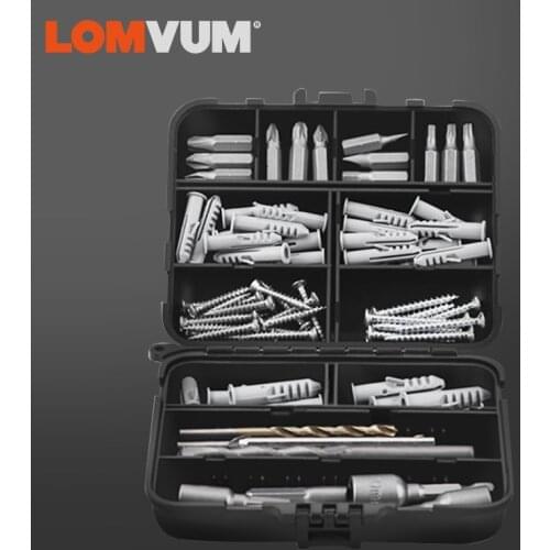 LOMVUM Electric Tool Accessories Hand Tool Kit with Plastic Tool Box Impact Drill Electric Drill Accessory Set