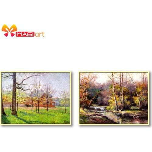 Cross stitch kits Embroidery needlework sets 11CT water soluble Canvas Patterns 14C Full Landscape Spring beauty -NCMS155