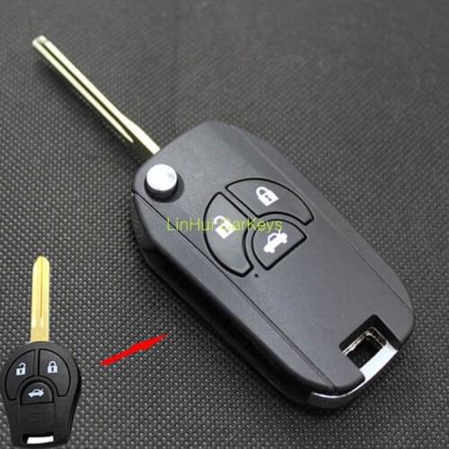PINECONE for NISSAN Sunny March Tiida Sylphy 3 Buttons Uncut Brass Blade Modified Remote Blank ABS Key Shell 1PC