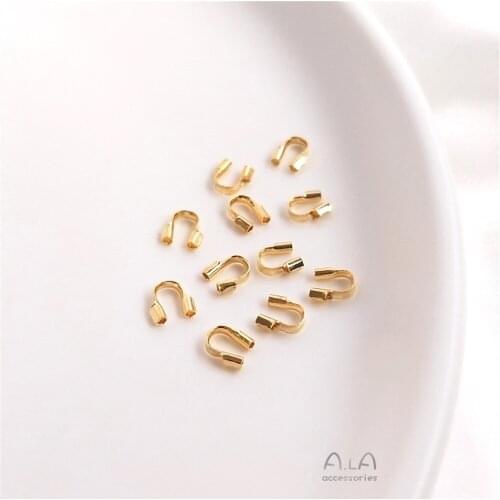 14K 18K Gold Filled U-shaped horseshoe buckle wire protector end buckle beaded steel wire handmade DIY accessories