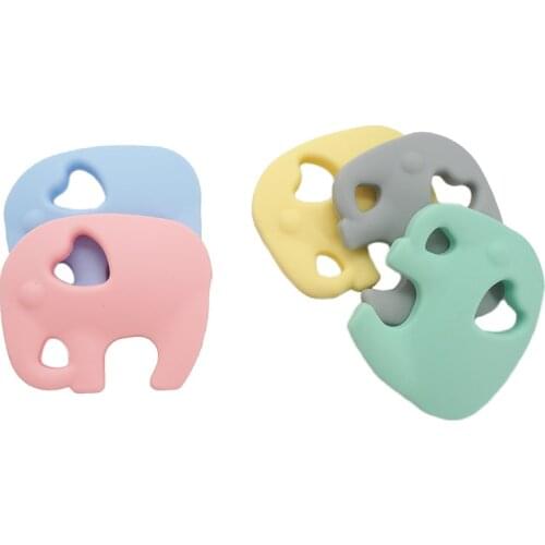 Chenkai 10PCS Food Grade Silicone Elephant Teethers Baby Cartoon Animals Teething For DIY Chewable Pendant Necklace Accessory