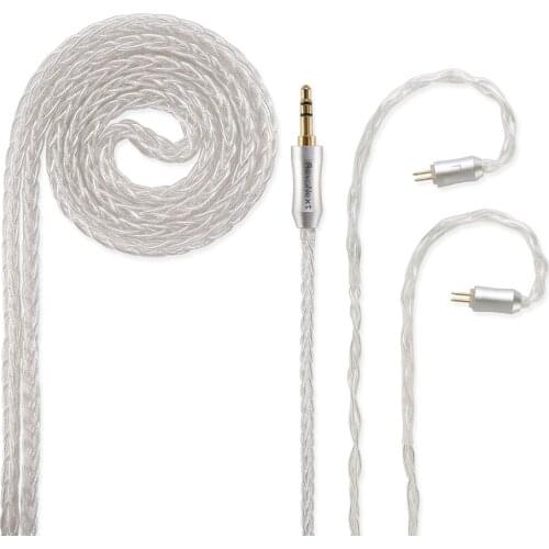 RevoNext 8Core Upgrade Silver Plated Detachable Cable IEM 3.5mm Plug 2Pins 0.78mm Cable for RevoNext QT2/QT2S/QT3S/QT5/RX8/RX8S