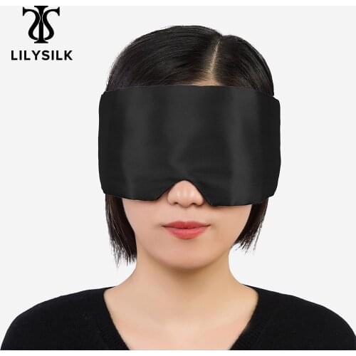 LilySilk Silk Eye Mask Sleep Big Size 19 Momme 100% Pure Silk Men Women Light Blocking Travel Napping Black NEW Free Shipping