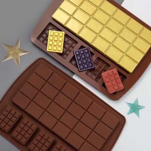 Silicone Mold Food Grade 2 Size Waffle Chocolate Mold Fondant Patisserie Candy Bar Cake Decoration Kitchen Baking Accessories