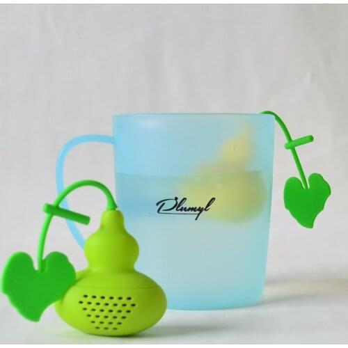 50pcs/lot silicone Tea Strainer Silicone Calabash Tea Infuser Diffuser Loose Tea Leaf coffee mugs Teabags Wholesale plumyl