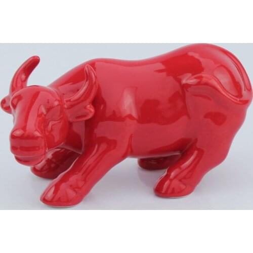 STATUE BULL ART SCULPTURE CERAMIC CRAFTS HOME DECORATION OBJECTS ORNAMENT PORCELAIN ANIMAL FIGURINE DECOR
