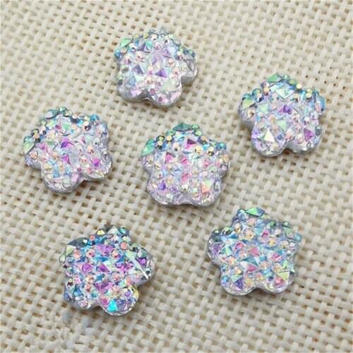 40PCS AB Resin 12mm flower Resin Flatback rhinestone scrapbook crafts