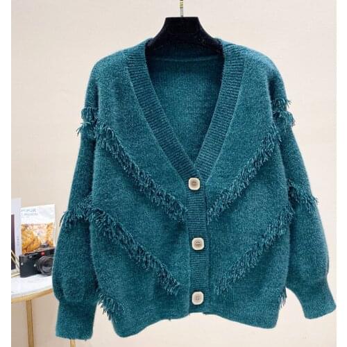 Sweater womens long-sleeved top knitted cardigan jacket womens tide ins autumn
