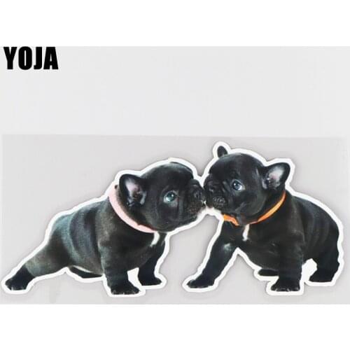 YOJA 19.9×8.9CM Two Fun Bulldog Body Decoration Stickers Cute Cartoon Car Decor Accessories 19B-0026