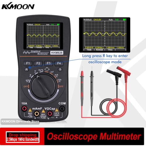 KKmoon kkm828 2 in 1 High Definition Intelligent Digital Oscilloscope Multimeter 1MHz Bandwidth 2.5Msps Sampling Rate