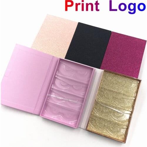 Print logo Eyelash Packaging Wholesale Lashes Case New Lash Boxes With Trays 4 pairs Bulk 25mm Mink Lashes packaging Box makeup