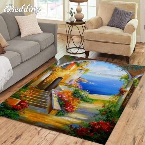 A cozy courtyard Carpet Living Room Rugs Floral Lounge Rug Entrance Door Mat Floor Bedroom Hallway Decoration