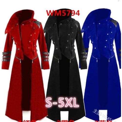 Adult Men Medieval Larp Viking Costume Gothic Steampunk Hooded Trench Coat Medieval Cosplay costume halloween plus 5xl