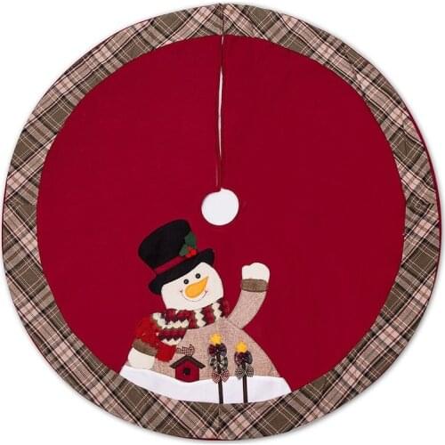 Christmas Tree Skirt High-grade Fabric Snowman Santa Claus Christmas Tree Skirt Mat Christmas Linen Tree Skirt Decoration