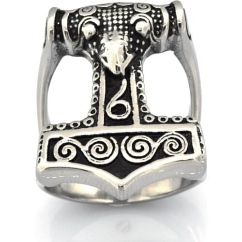 FANSSTEEL Stainless Steel Jewelry Viking Thors Hammer Ring FSR15W00