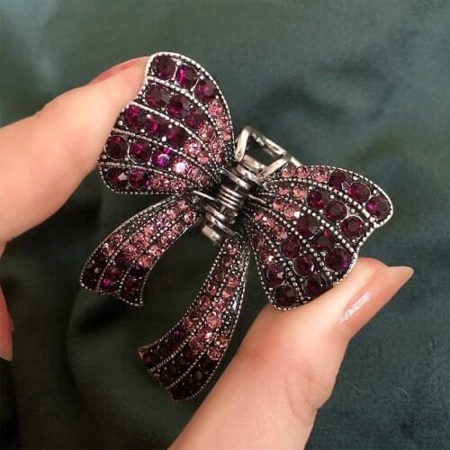 Muylinda Fashion Rhinestone Bowknot Hair Claw Clip Elegant Butterfly Knot Hair Clip Barrette Jewelry Hairwear for Women