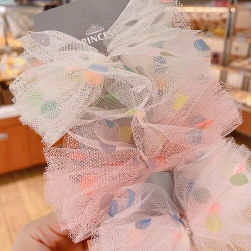 Girls Cute Dot Net Yarn Bow Hair Clip Kids Kawaii Hairpin Sweet Barrette Children Princess Hair Accessories Fashion Headwear