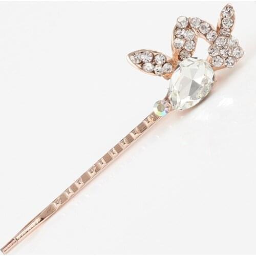 Women hair jewelry K9 crystal hair grips brand hair accessories rhinestones white pink purple rat mouse ear shape hair ornaments