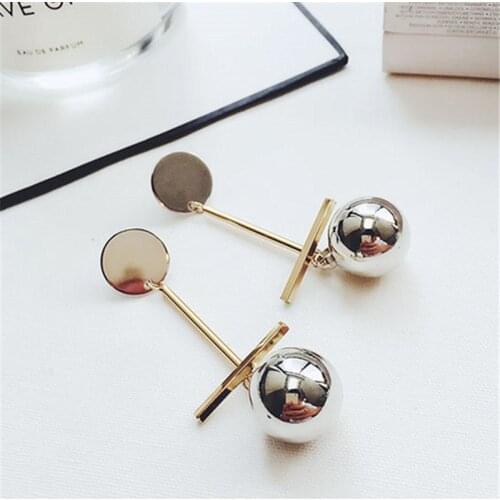 Women jewelry fashion friend joker refill a word long temperament female earrings earrings Round piece of metal + round earring