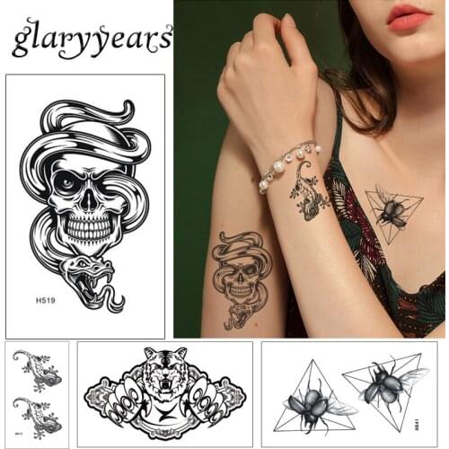 10*6cm glaryyears 5 Pieces/set Tiny Halloween Body Tattoo Temporary Sticker Skull Eye Pattern Tattoo Body Art Waterproof Gifts H